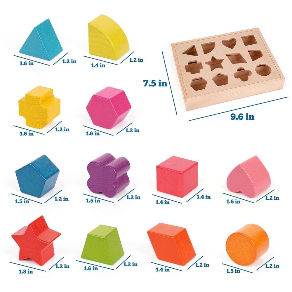 thinkstar Wooden Shape Color Sorting Toy For Toddler 1-3 Year Old ...