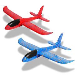 thinkstar 2 Pack Throwing Foam Airplanes, 17.5 Inches 2 Flight Mode Glider Inertia Planes Model, Manual Launch Epp Flying Aircraft P…