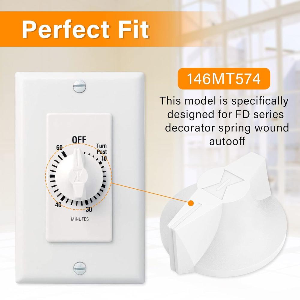 Intermatic 146MT574 Timer Knob – White, 1" Size, Plastic, For FD Series Spring Wound Timers, New
