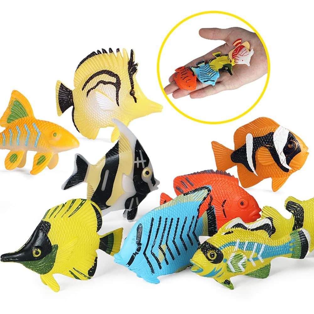 thinkstar 24Pcs Tropical Fish Toys, Plastic Sea Creatures Figurines Set ...