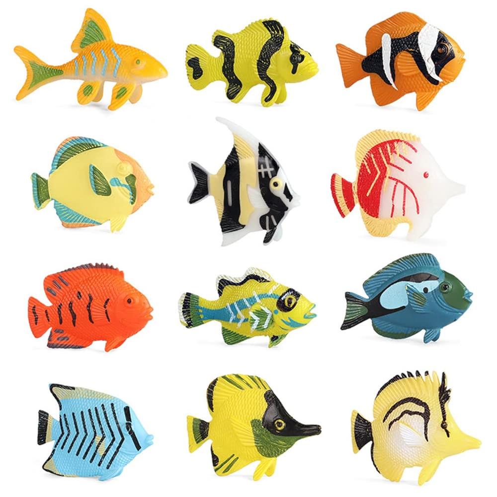 thinkstar 24Pcs Tropical Fish Toys, Plastic Sea Creatures Figurines Set ...