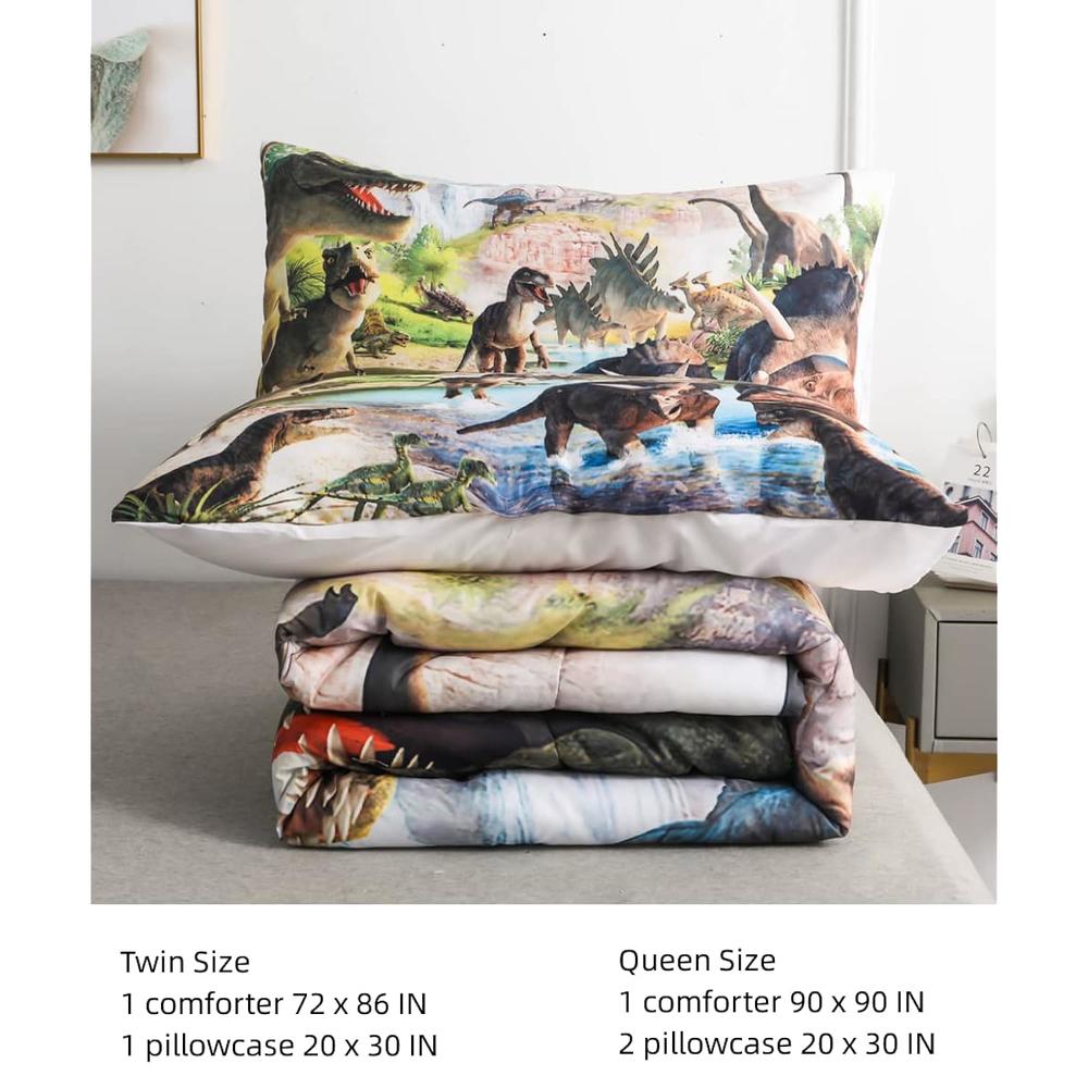 Twin Comforter AILONEN Dinosaur Twin Kids Bedding Set,Black And