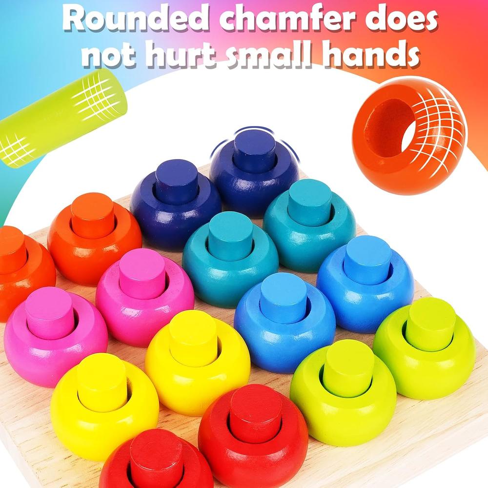 Sorting Rings Eyfs thinkstar Wooden Color Sorter Stacking Rings Board Montessori Toys ...