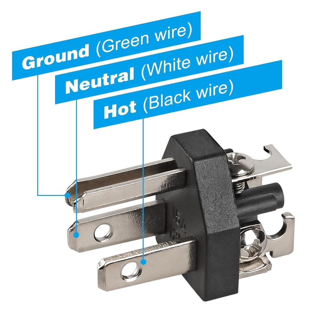thinkstar 2-Pole, 3 Wire Grounding Plug Extension Cord Straight Blade ...
