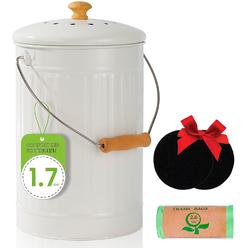 thinkstar Compost Bin, 1.7 Gallon Kitchen Compost Bin, Indoor Countertop Compost Bin, White Countertop Compost Bin With Lid, 100% Ru…