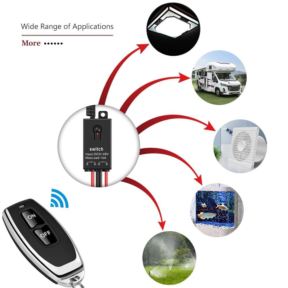 thinkstar 12V Wireless Switch,Mini Wireless Light Switch Kit,Dc 12V ...