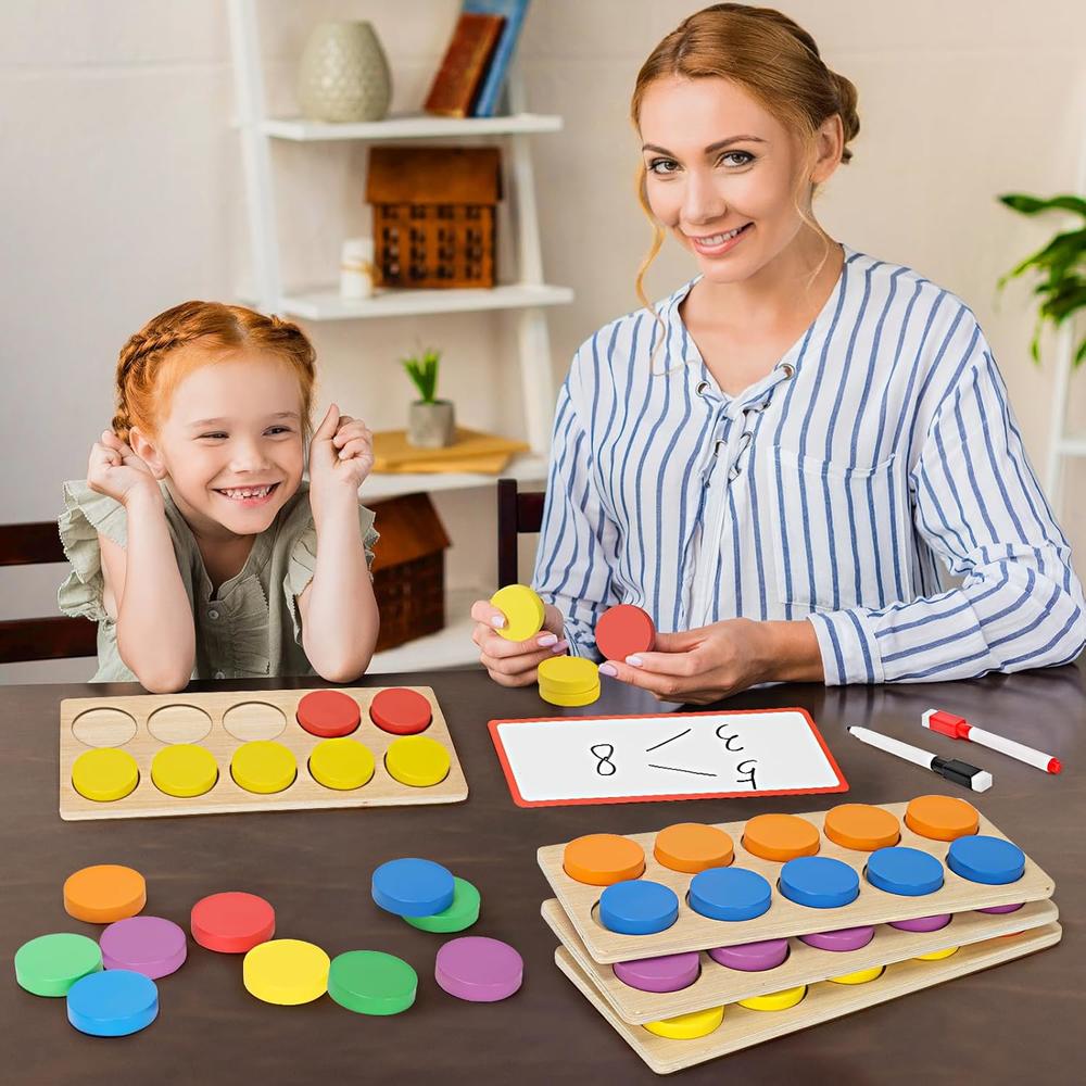 thinkstar Wooden Ten-Frame Set, Math Manipulative For Kindergarten ...