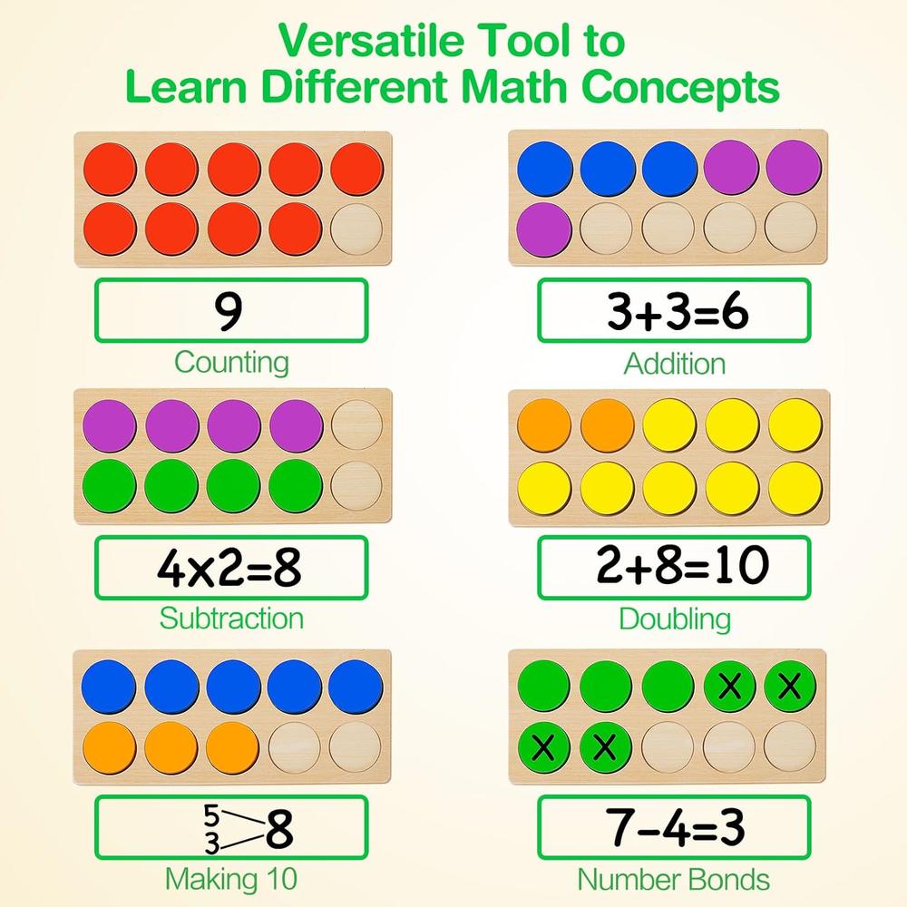 thinkstar Wooden Ten-Frame Set, Math Manipulative For Kindergarten ...