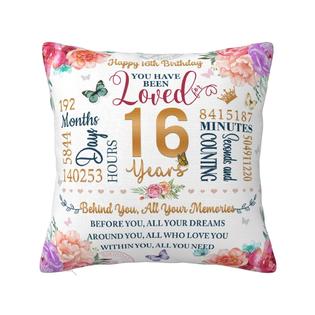 thinkstar 16th Birthday Gifts for Girls, Gifts for 16 Year Old Girl Pillow Cover 18x18, Sweet Sixteen Gifts for Girls, Sweet 16 Pa