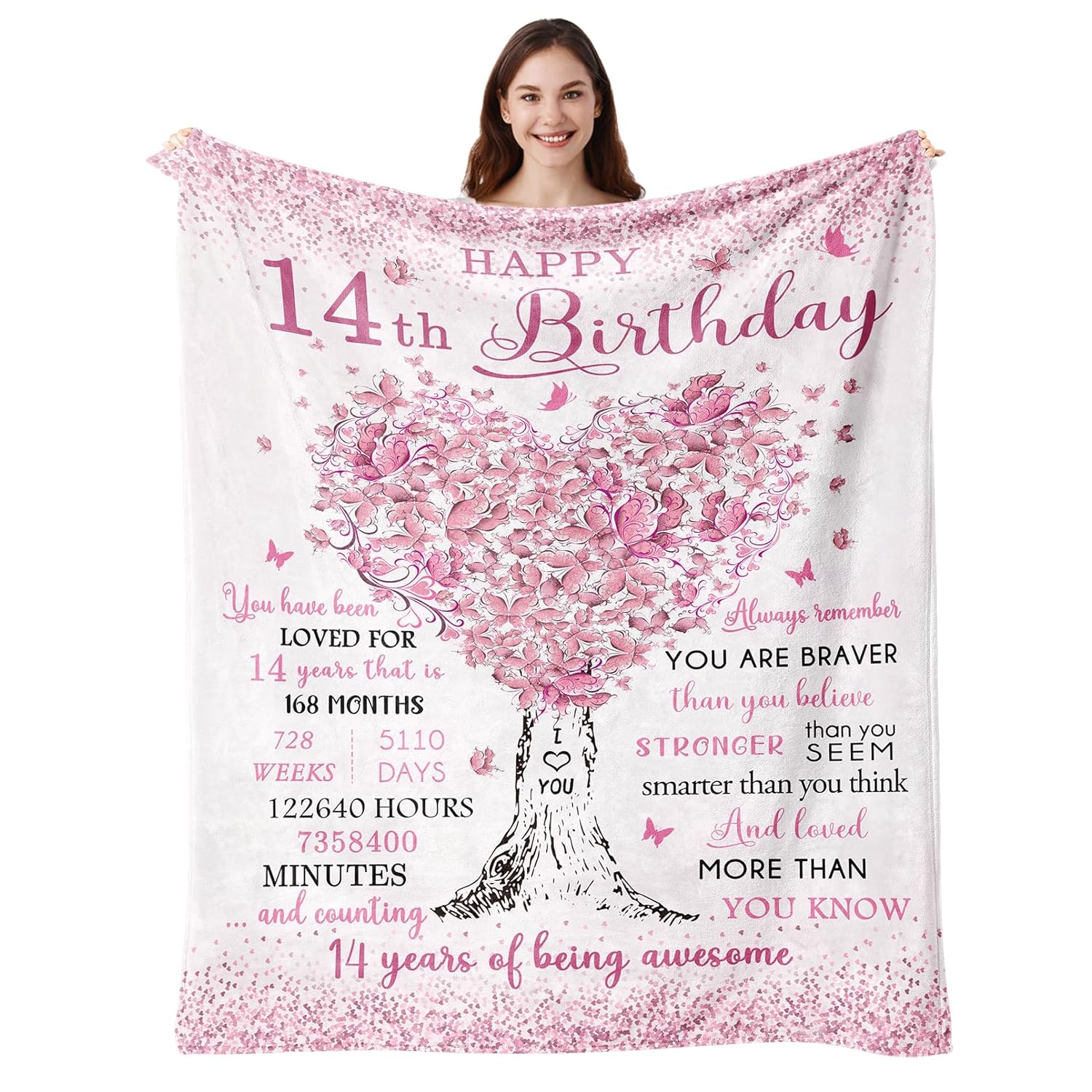 thinkstar Gifts For 14 Year Old Girl, 14 Year Old Girl Gifts Birthday  Blanket 50X60, 14Th Birthday Decorations For Girls, Birthday…