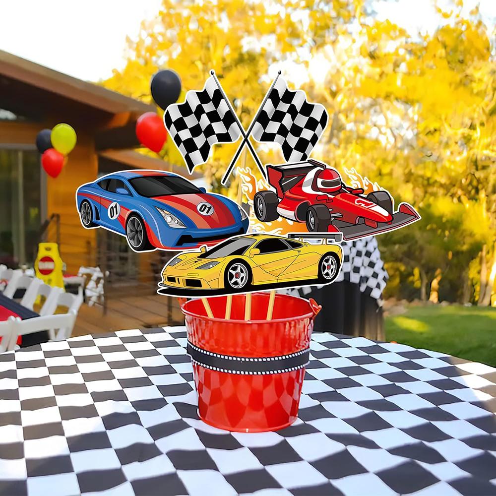 thinkstar 32Pcs Race Car Centerpieces Sticks Racing Party Centerpieces ...