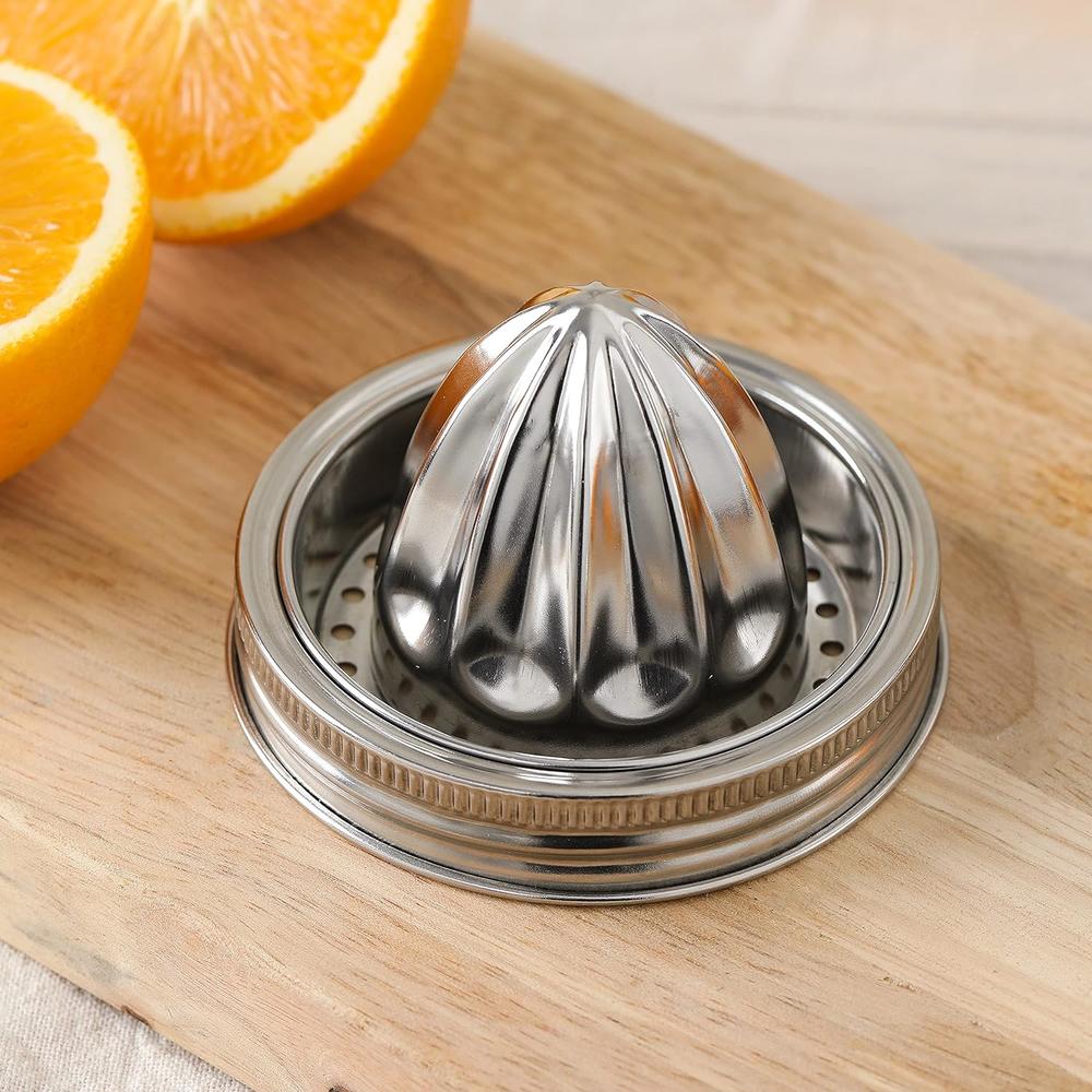 thinkstar Lemon Lime Orange Manual Juicers Stainless Steel Hand Squeezer With Glass Mason Jars, Set Of 2 (16 Oz)
