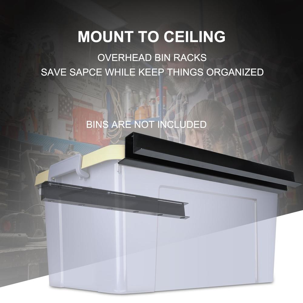 Overhead Bin Hat Rack thinkstar 4-Set Overhead Garage Storage Bin Rack For 4 Bins Ceiling ...