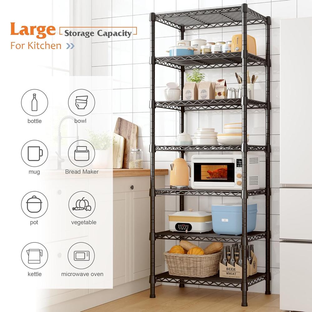 thinkstar 71’’H Wire Shelving Rack 7-Tier Metal Shelving Units And ...