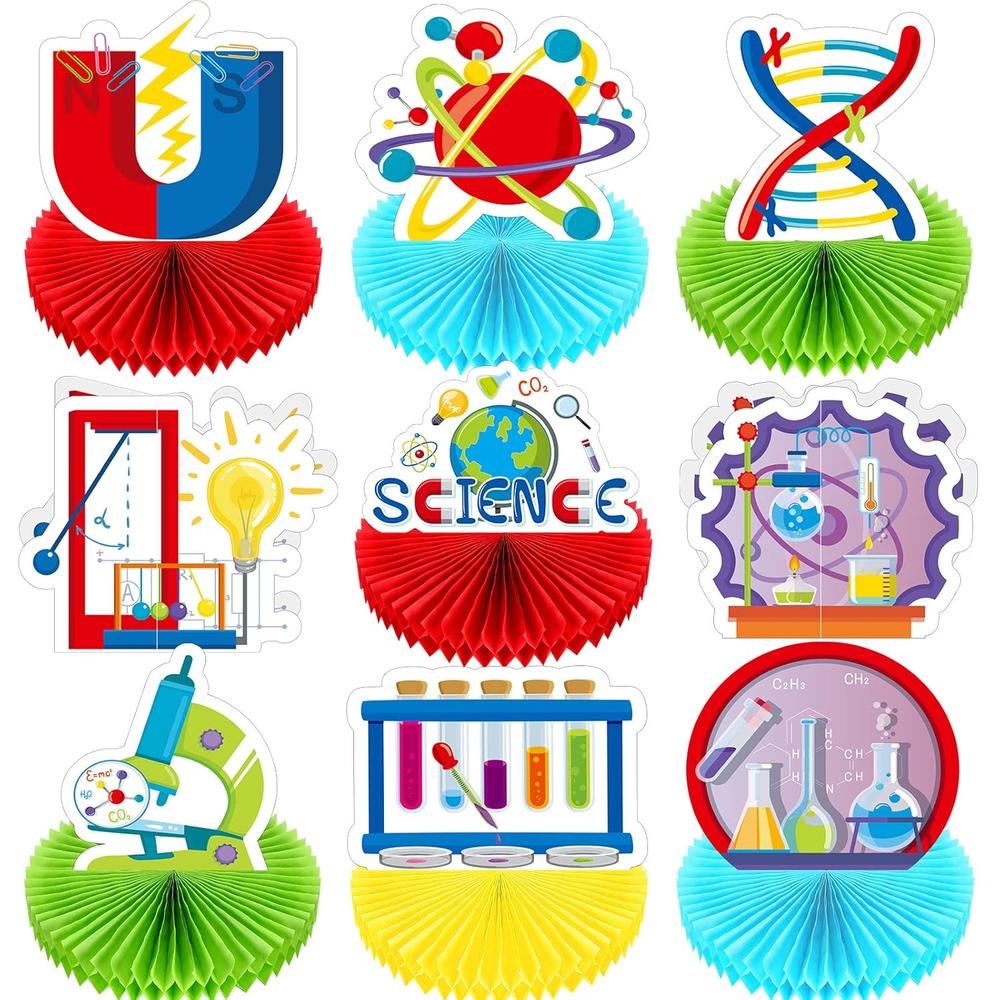 thinkstar 9 Pcs Science Party Decorations Science Honeycomb ...