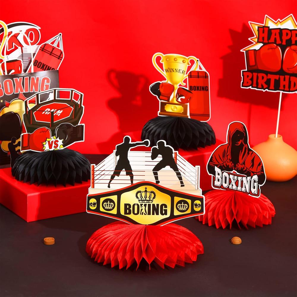 Boxing Stachu Box thinkstar 8 Pieces Boxing Birthday Honeycomb Centerpieces - Boxing ...