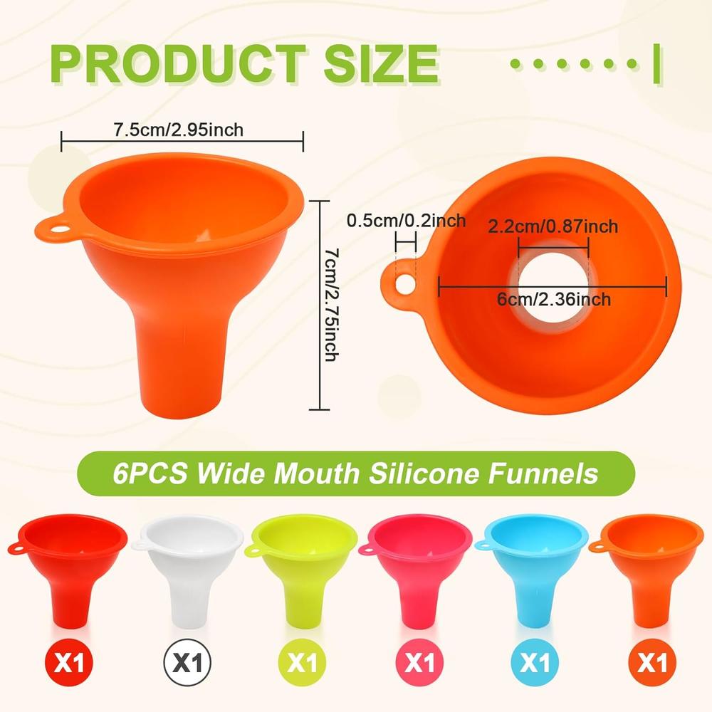 thinkstar Silicone Funnels 6 Pcs Wide Mouth Funnel Kitchen Funnel Set ...