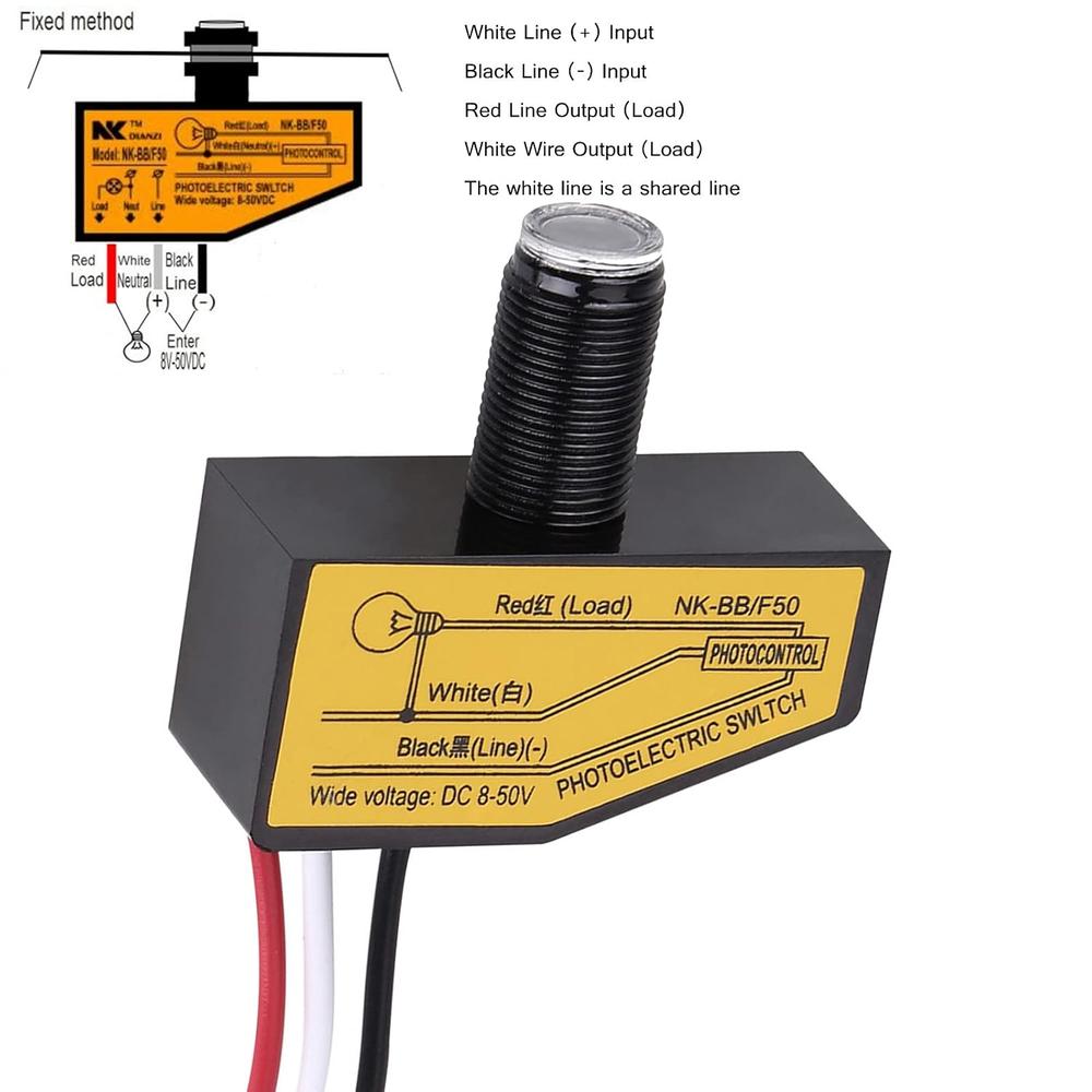 thinkstar 12V 24V 36V 48V Photocell Switch, Mini Light Control Switch ...