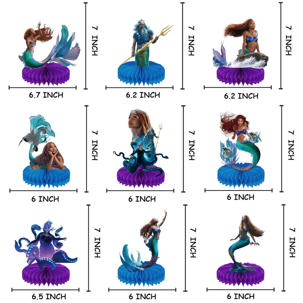 Thinkstar 9Pcs Little Mermaid 2023 Birthday Party Decorations Black thinkstar-9pcs-little-mermaid-2023-birthday-party-decorations-black