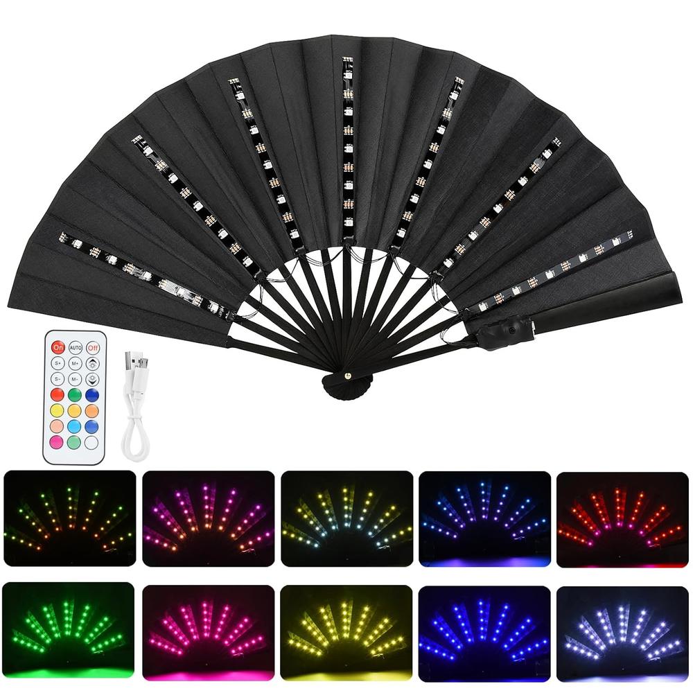 thinkstar Party Led Hand Fan, Light Up Hand Fan, Colorful Glowing ...