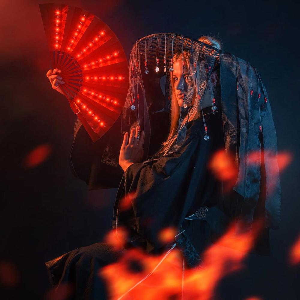 thinkstar Party Led Hand Fan, Light Up Hand Fan, Colorful Glowing ...