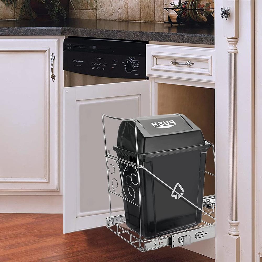 thinkstar Pull Out Trash Can Holder Under Cabinet, Stainless Steel ...