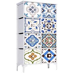 thinkstar White Dresser For Bedroom, Tall Dresser With 8 Drawers, Fabric Storage Tower Drawer Dresser For Closet, Entryway, Living