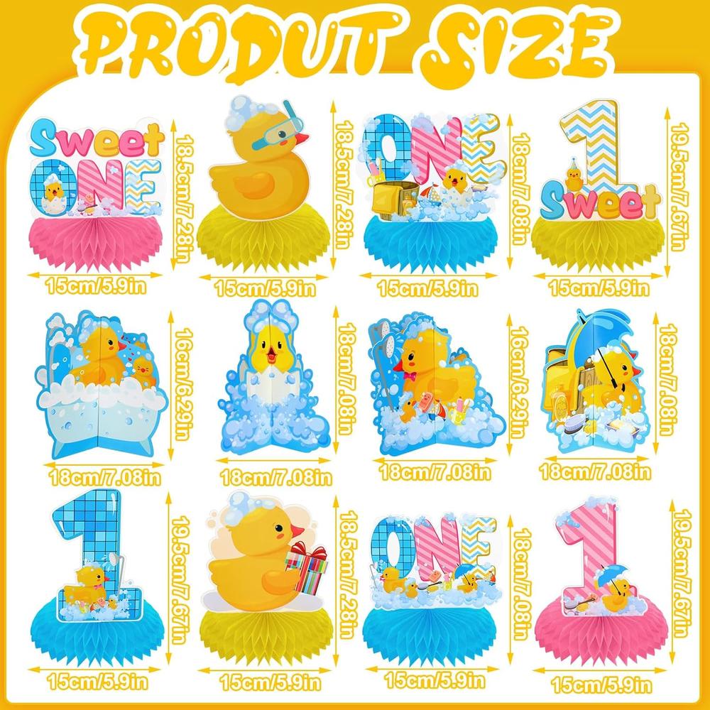 thinkstar 12 Pcs Sweet One Duck Birthday Decorations 6 Inch Duck