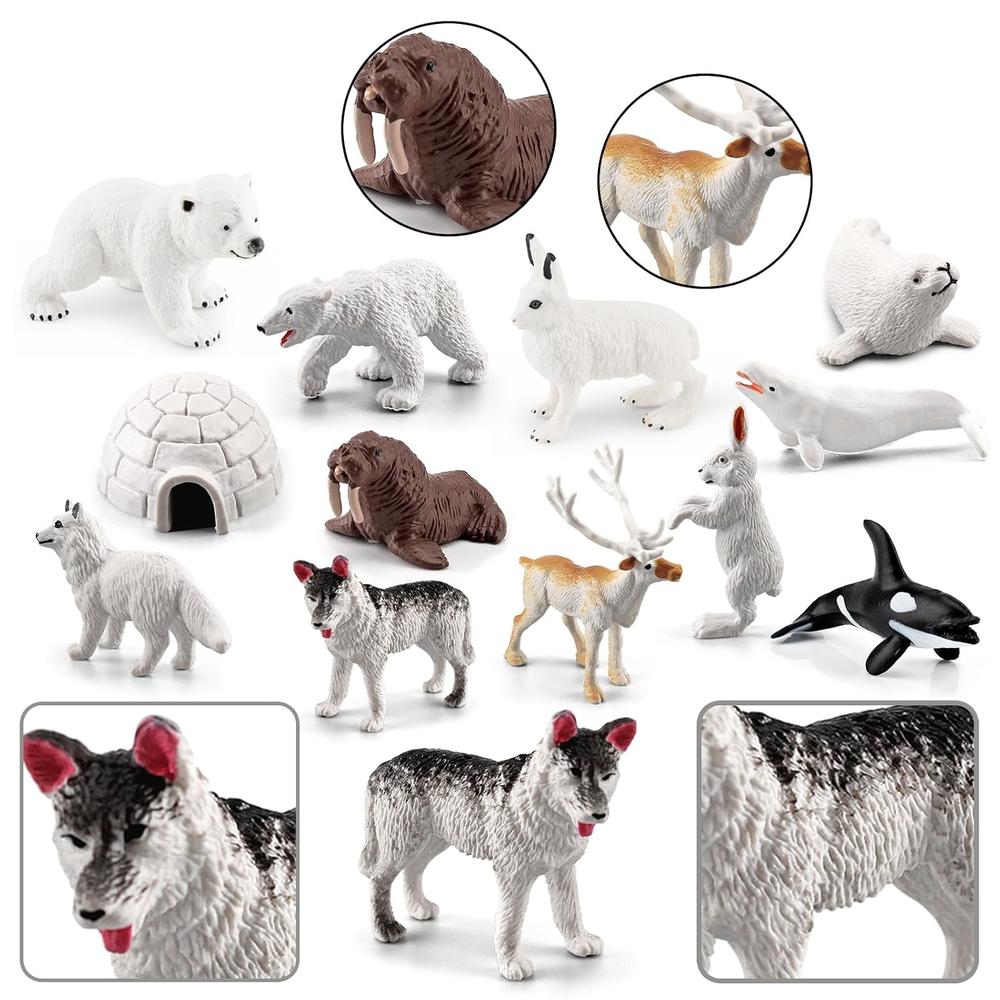 Thinkstar Mini Arctic Animals Toys Set 12Pcs Polar Animal Figurines Thinkstar mini arctic animals toys set 12pcs polar animal figurines