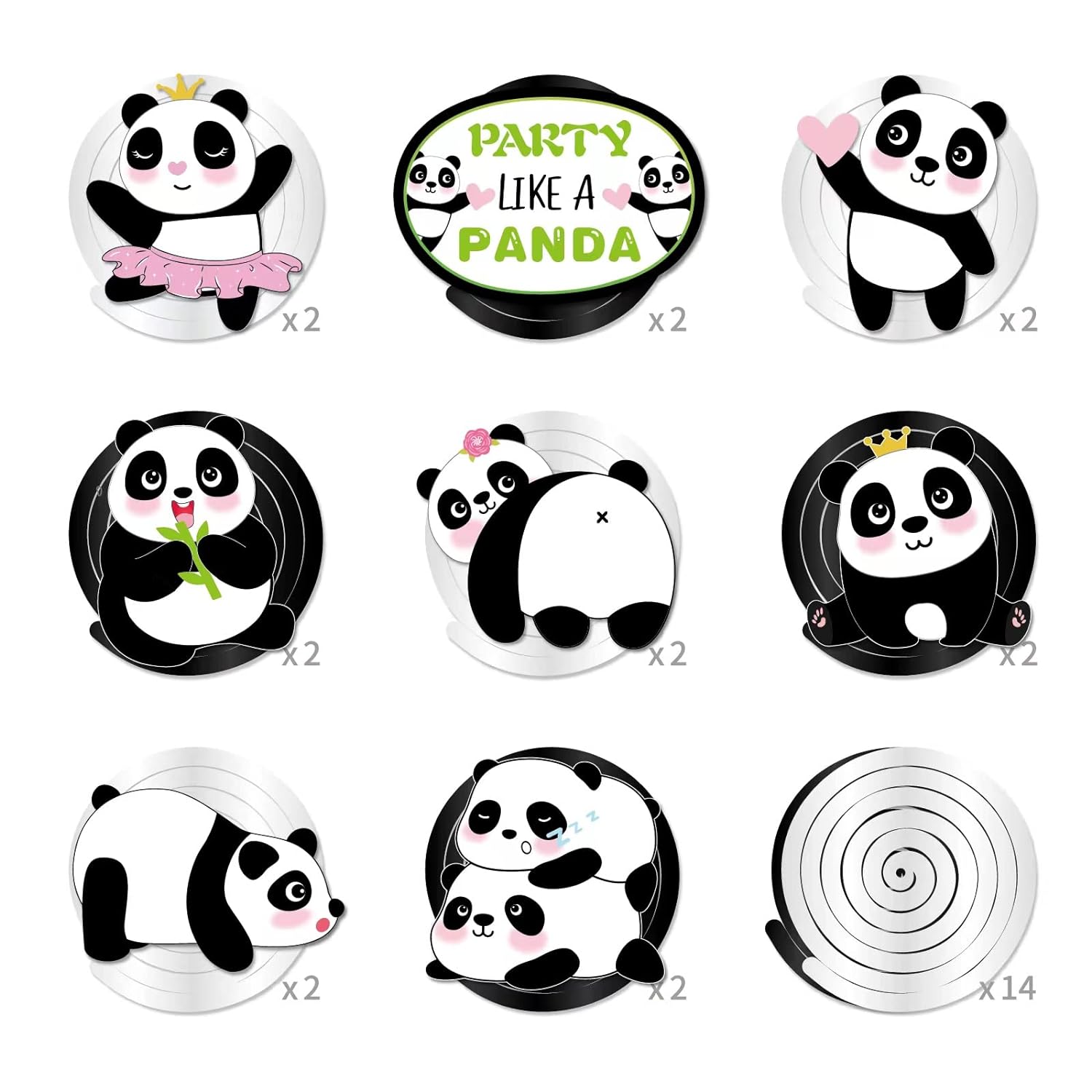 thinkstar 30Pcs Cute Panda Birthday Hanging Swirl Decorations, Panda Bear Birthday Party Supplies Party Decorations Animal Panda The…