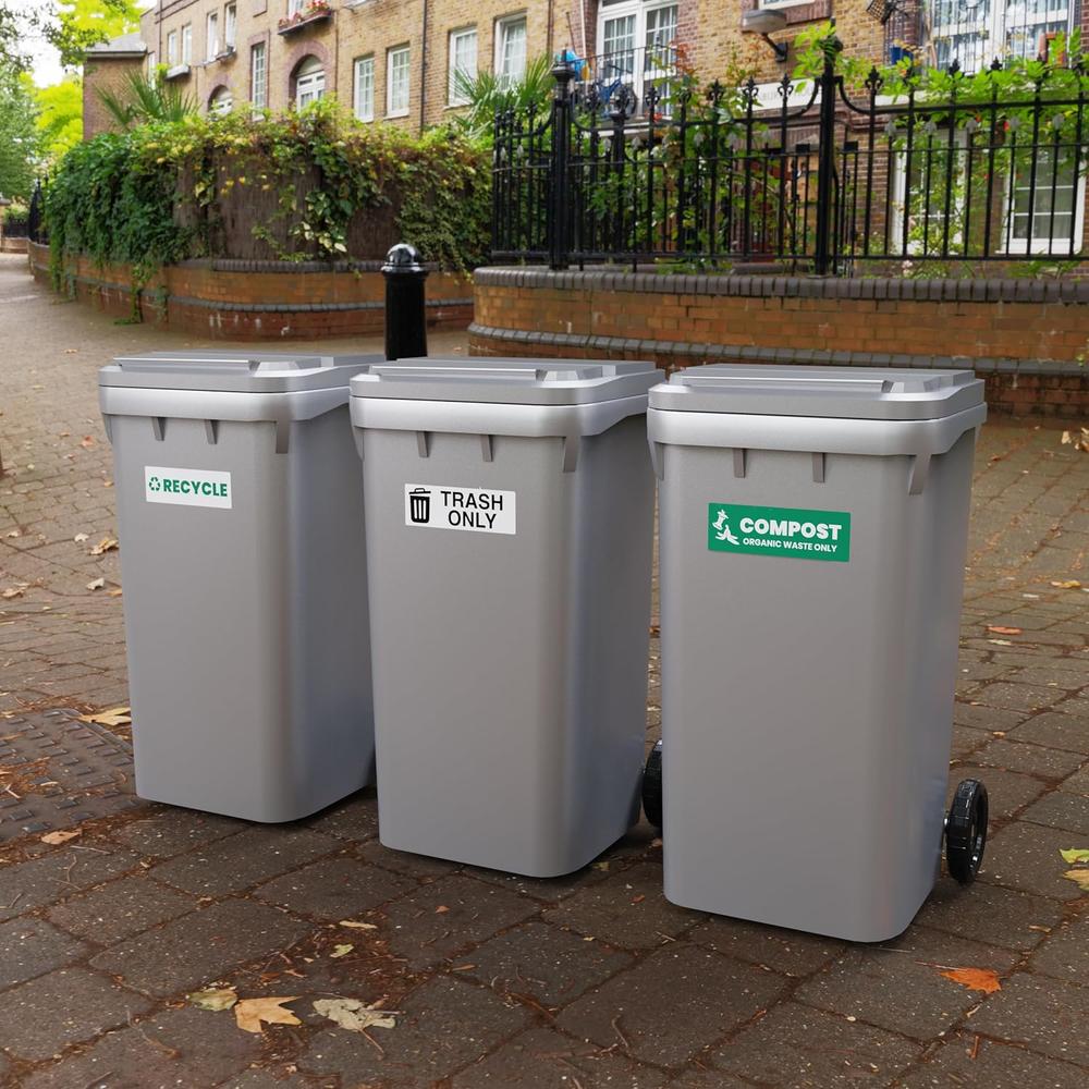 thinkstar Recycle Trash Compost Sticker Set – Heavy-Duty Trash Bin ...