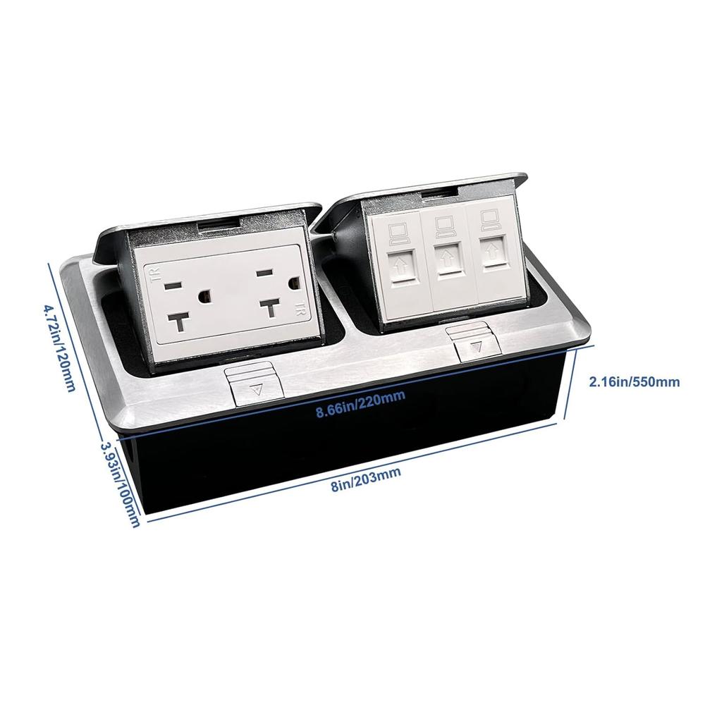 thinkstar Pop Up Floor Outlet With Sockets And Lan, 20 Amp Stainless ...
