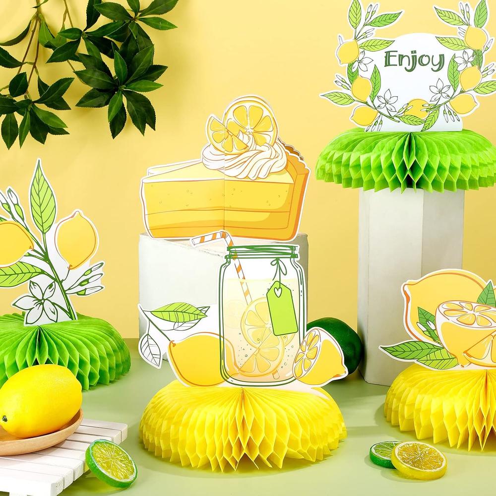 Lemon Seven 7th Birthday Cake Topper - Fruit Theme, Gold Glitter, 5.9x5 Inch, Food Grade Cardboard
