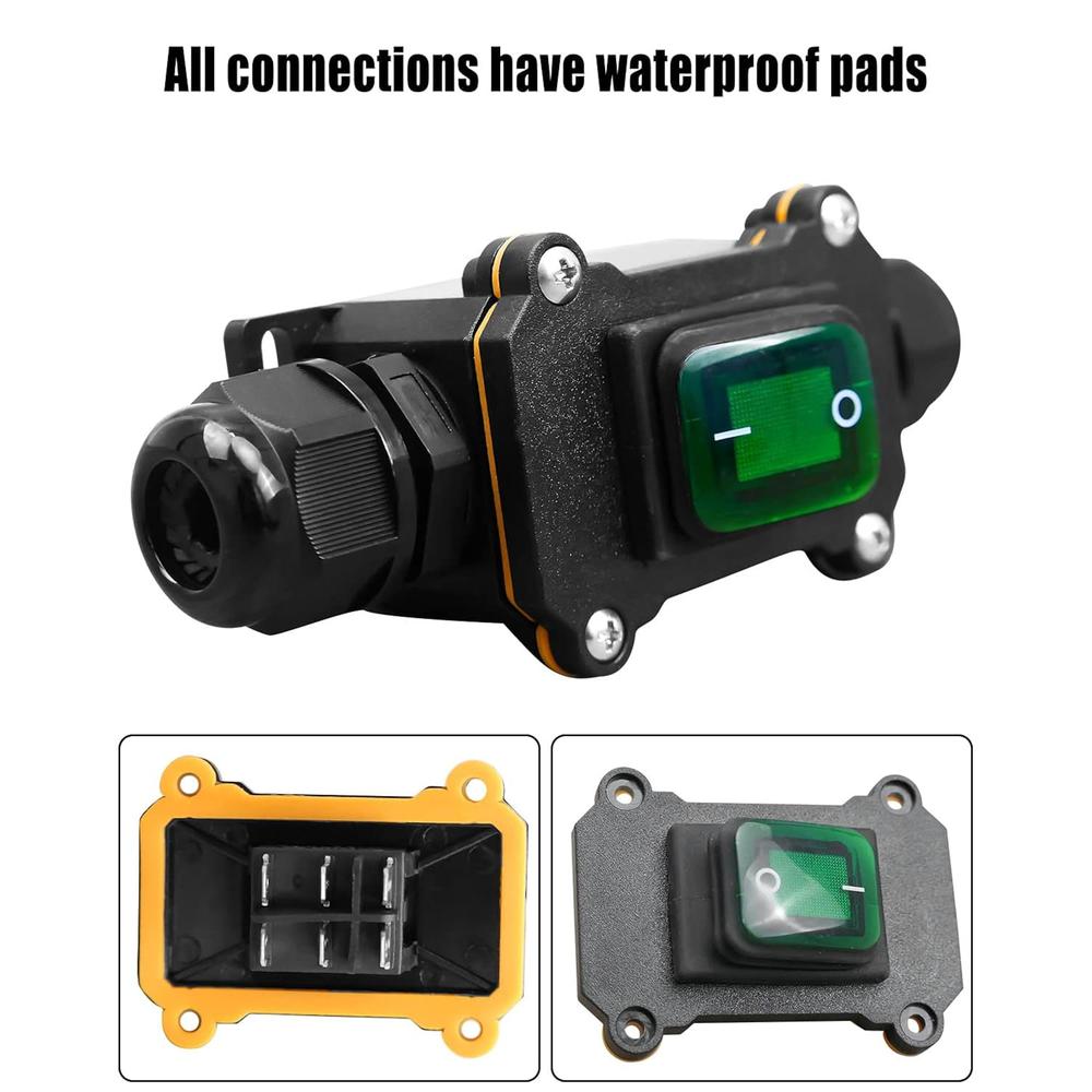 thinkstar Ip66 Waterproof Inline Cord Switch On/Off 20A 24V-240V, Open ...