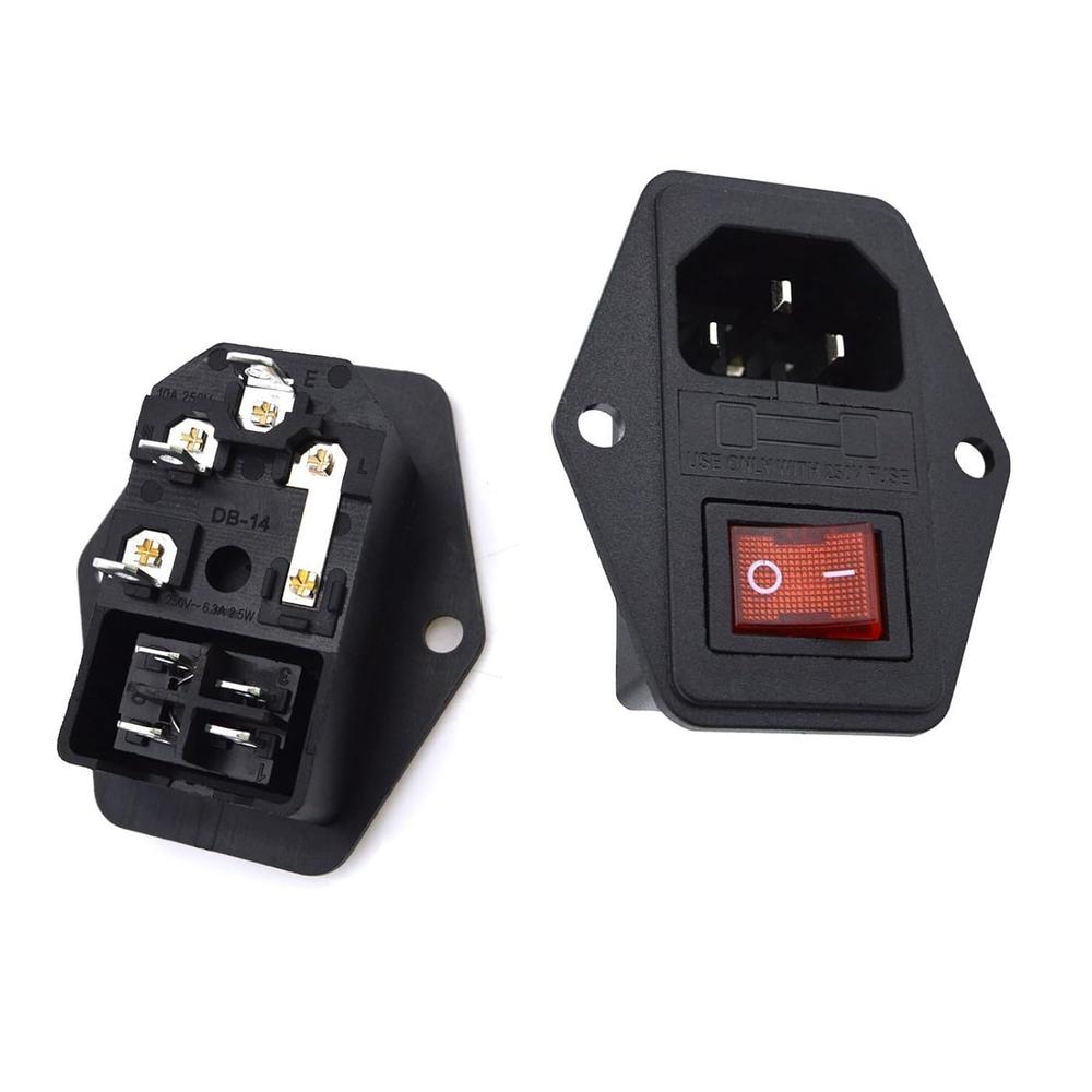 thinkstar 3-In-1 Inlet Module Plug 5A Glass Fuse Rocker Switch Red ...