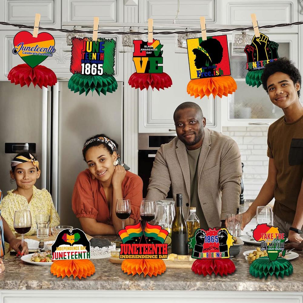 June Table Centerpieces thinkstar 9 Pieces Happy Juneteenth Honeycomb Centerpiece Party ...