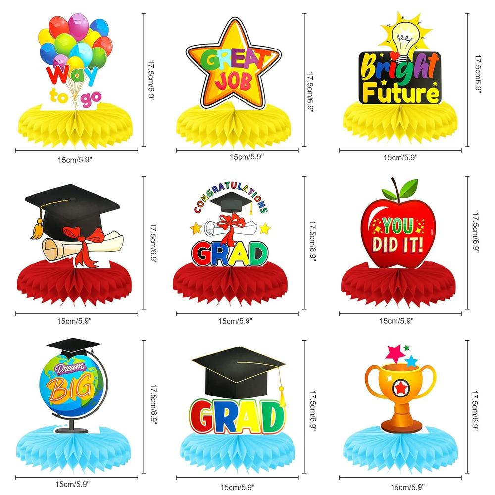 thinkstar 9Pcs Kindergarten Graduation Party Decorations Honeycomb ...