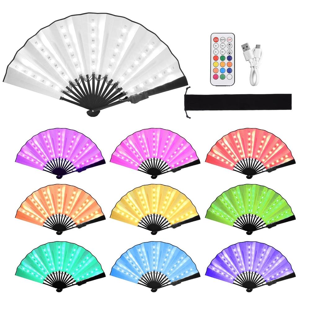 thinkstar Rave Fan Led Glowing Chinese Hand Held Folding Fan With ...