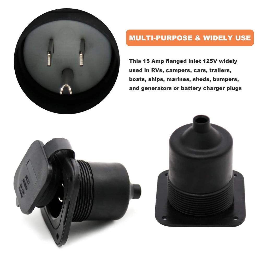 thinkstar 15 Amp Flanged Inlet 125V, Nema 5-15P Rv Shore Power Inlet ...