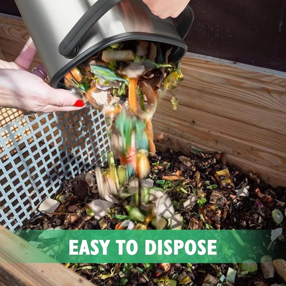 thinkstar Compost Bin For Kitchen Countertop, Stainless Steel Food ...