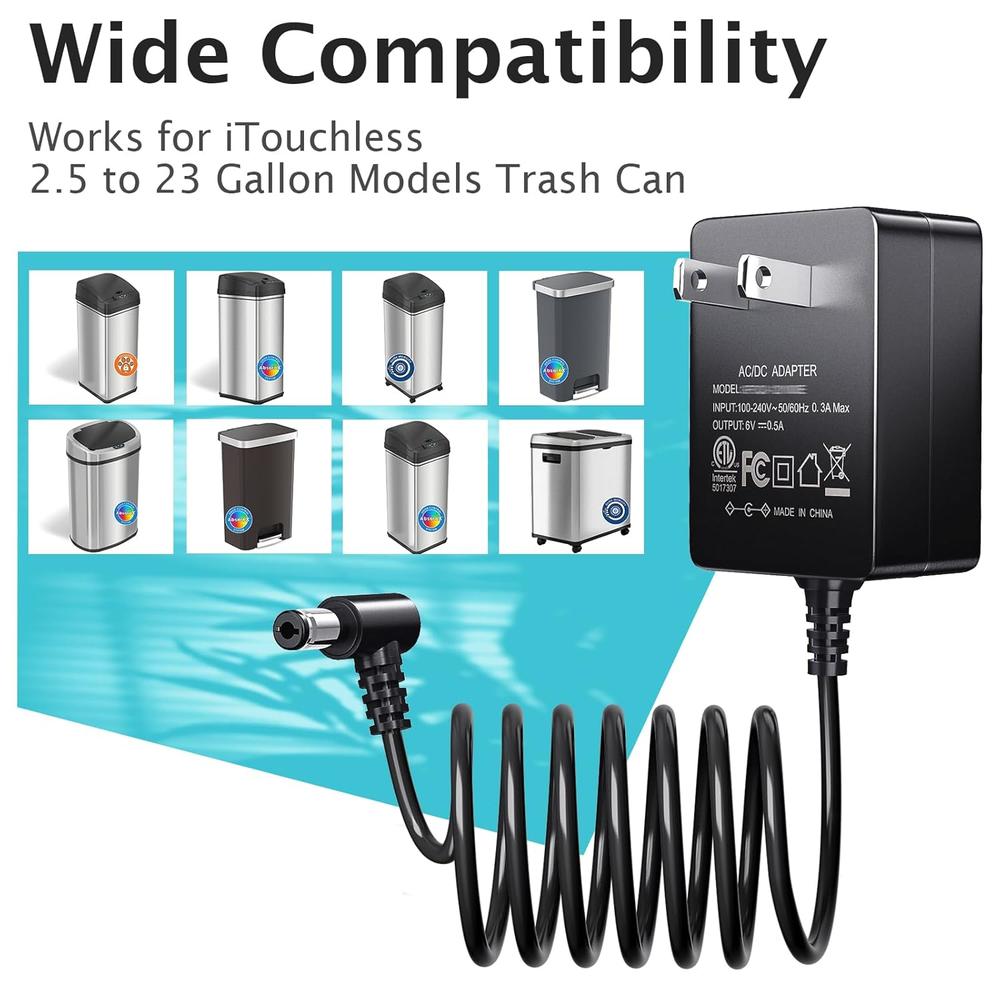 Thinkstar 6V Ac Adapter For Itouchless Sensor Trash Can 2 5 To 23 thinkstar-6v-ac-adapter-for-itouchless-sensor-trash-can-2-5-to-23