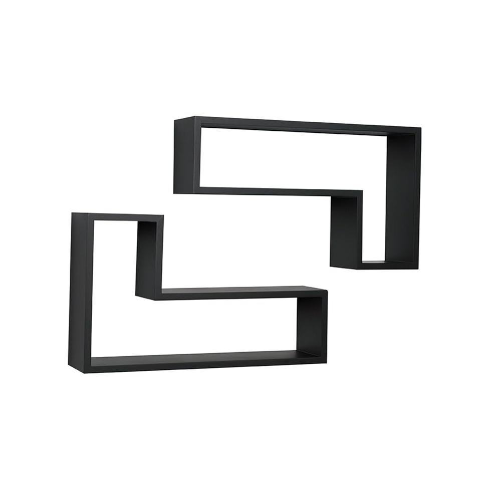thinkstar John Sterling Decorative L-Shape Shelving Pair, Black
