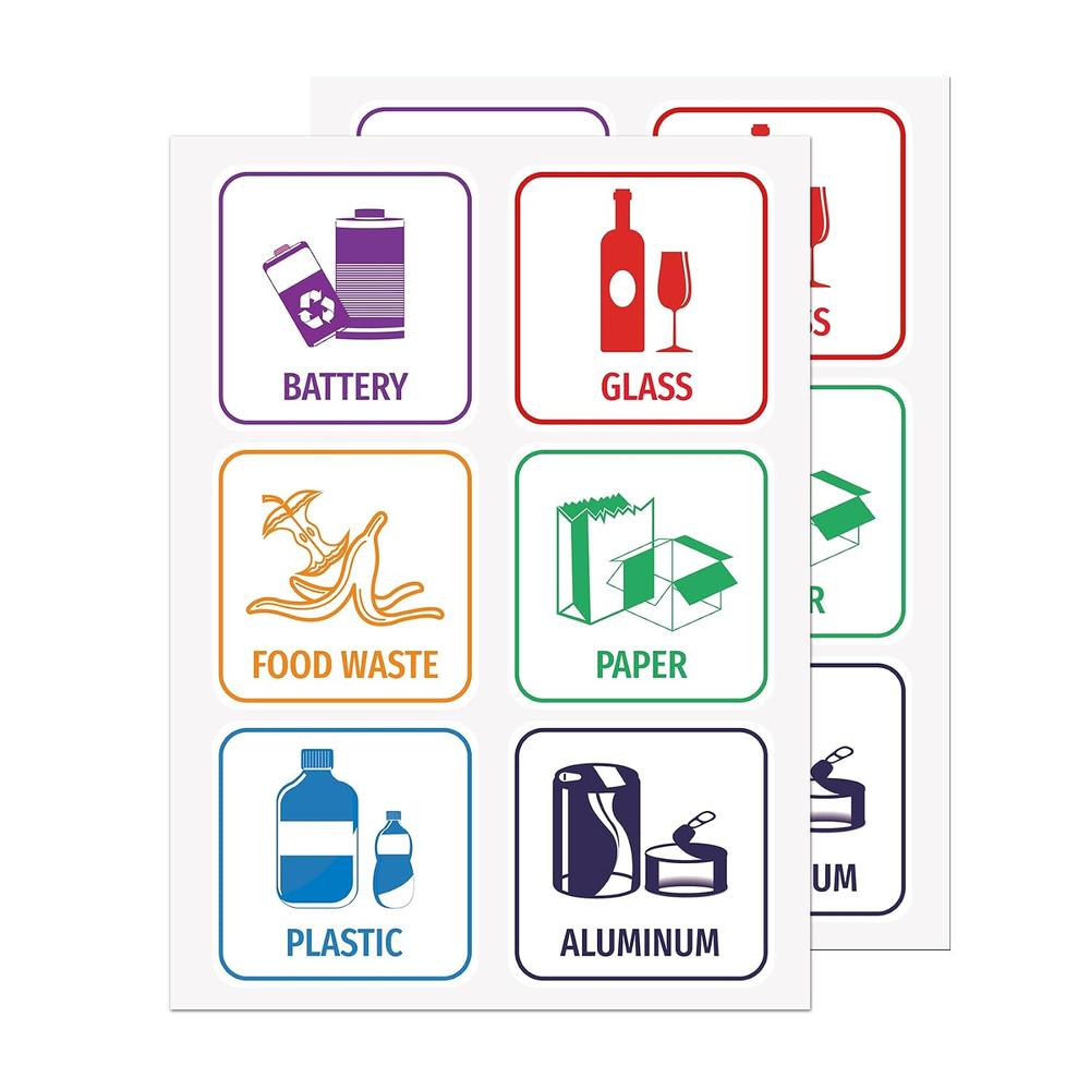 Recyclable Sticker Paper thinkstar Recycle Sticker For Trash Can, 12 Pieces Trash And Recycle ...