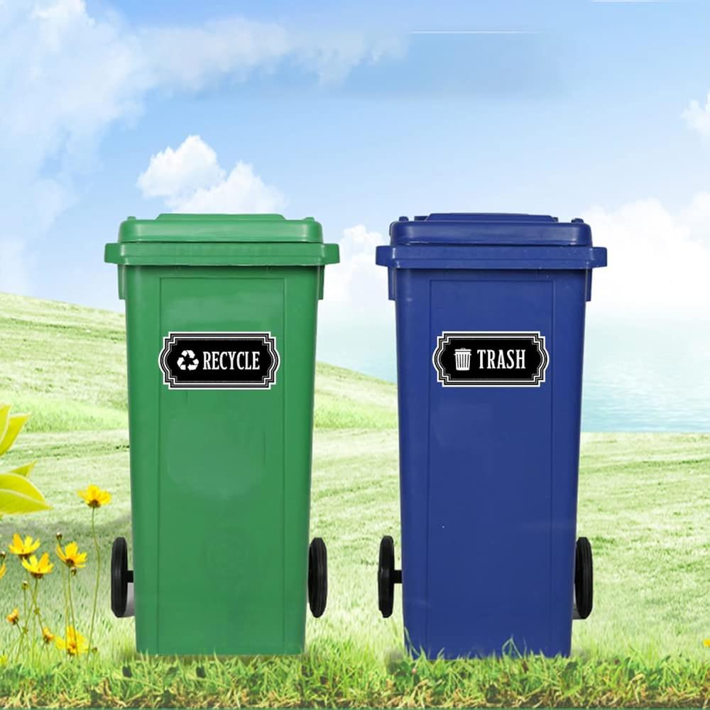 thinkstar 4 Pack Recycle Sticker For Trash Can Bins, Trash Recycle ...