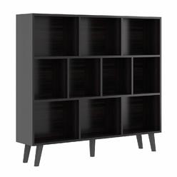 thinkstar Bookcase, 10 Cube Open Storage Display Bookshelf With Legs, (Obsidian Wood, 36.8"X47.2"X9.4")
