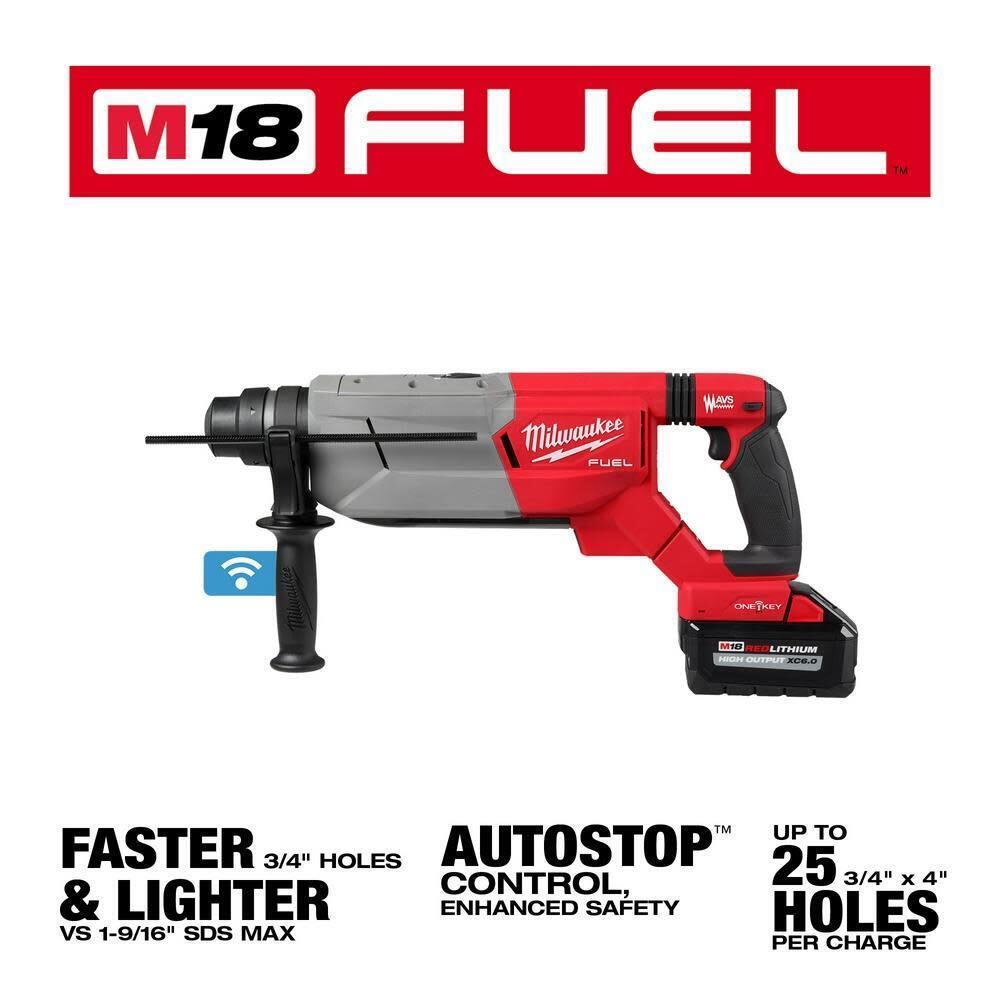 Milwaukee M18 Fuel 1 1/4 Sds Plus D Handle Rotary Hammer Kit With One Key