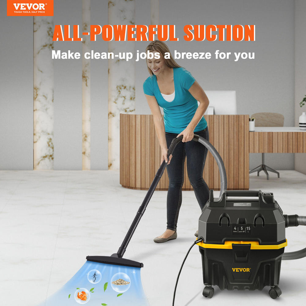 VEVOR Wet Dry Vacuum Shop Vac 4 Gallon 5 Peak HP 3-in-1 Function Blower Portable