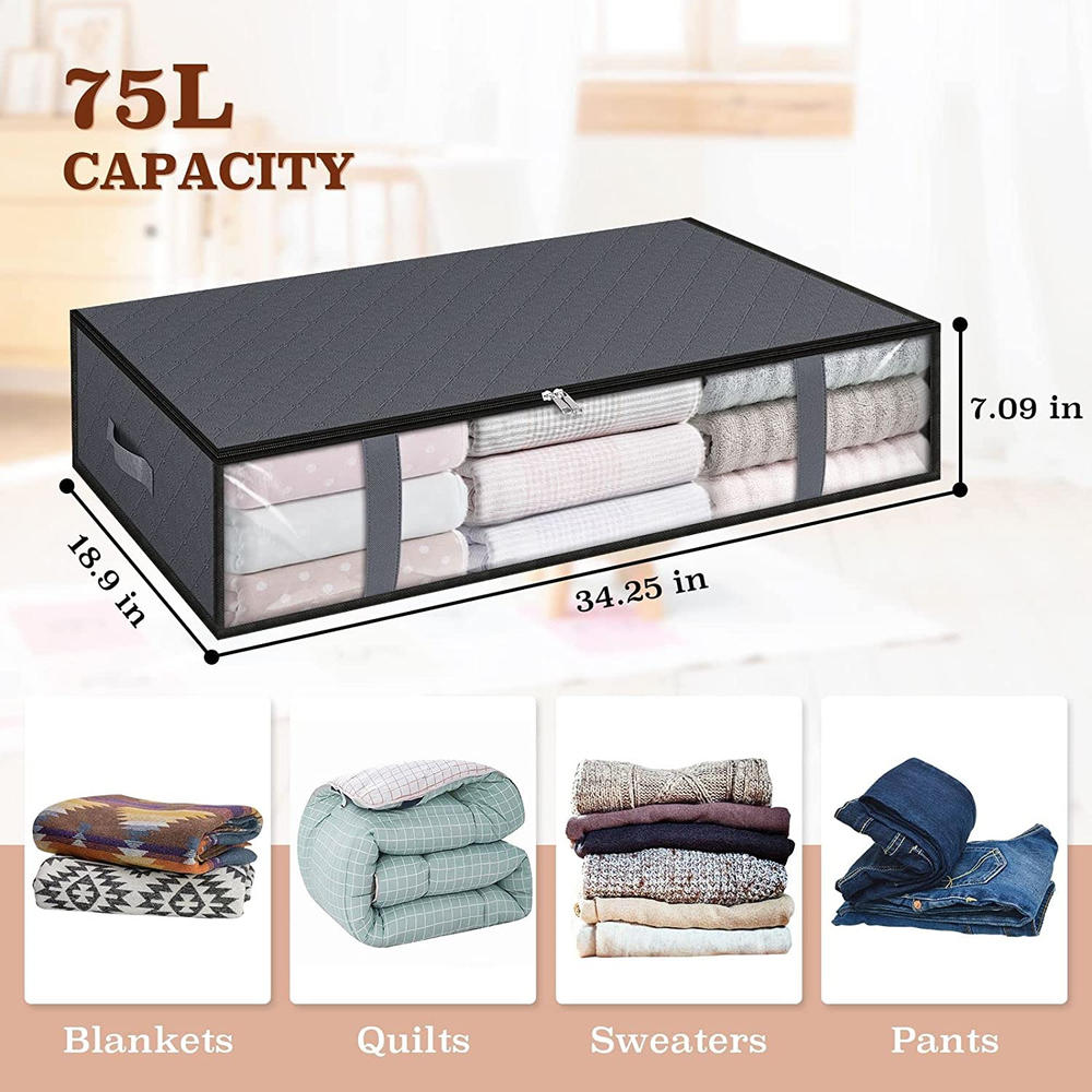 thinkstar Under Bed Storage Containers Foldable Under Bed Storage Bags Clothes Bag 6 Pack