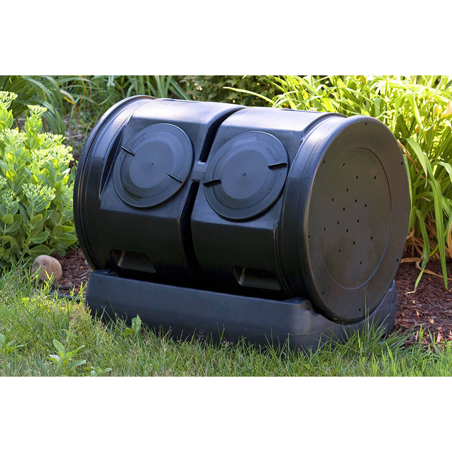 thinkstar Compost Wizard Outdoor Garden Dual Tumbler Compost Container Black