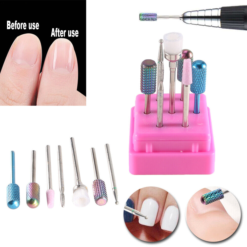 thinkstar 7 Pcs Alloy Nail Drill Bits Set Electric File Manicure Pedicure Nail Art Tool Us
